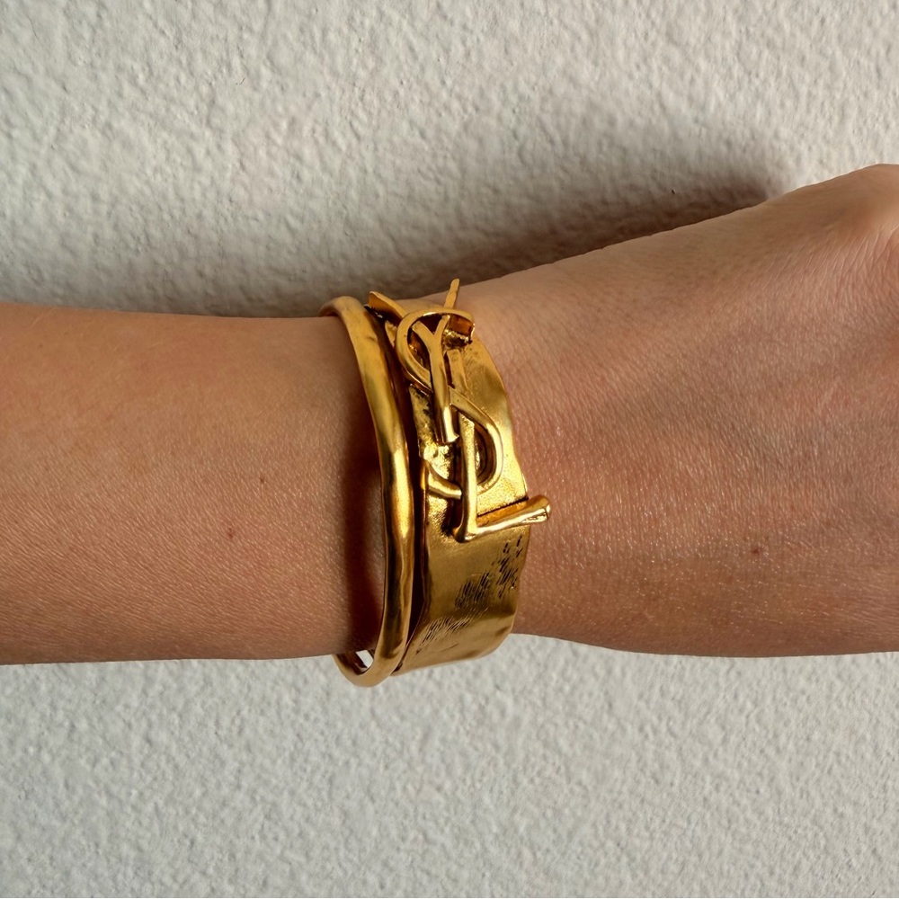 ✨Yves Saint Laurent YSL Cuff Bracelet Gold Tone✨ - Picture 3 of 14